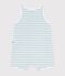 Babies' sleeveless short jumpsuit in stripy cotton terry towelling MARSHMALLOW /MIMI