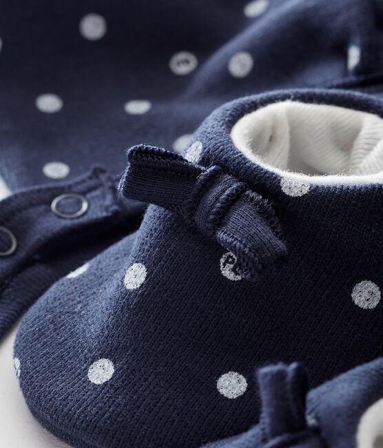 Baby girl's bonnet and slippers set SMOKING blue/MARSHMALLOW white