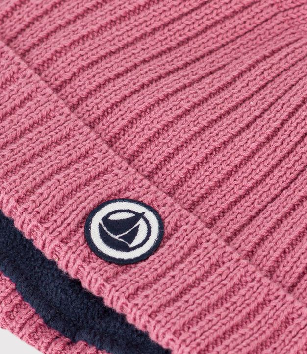 Babies' Knit Hat with Fleece Lining pink