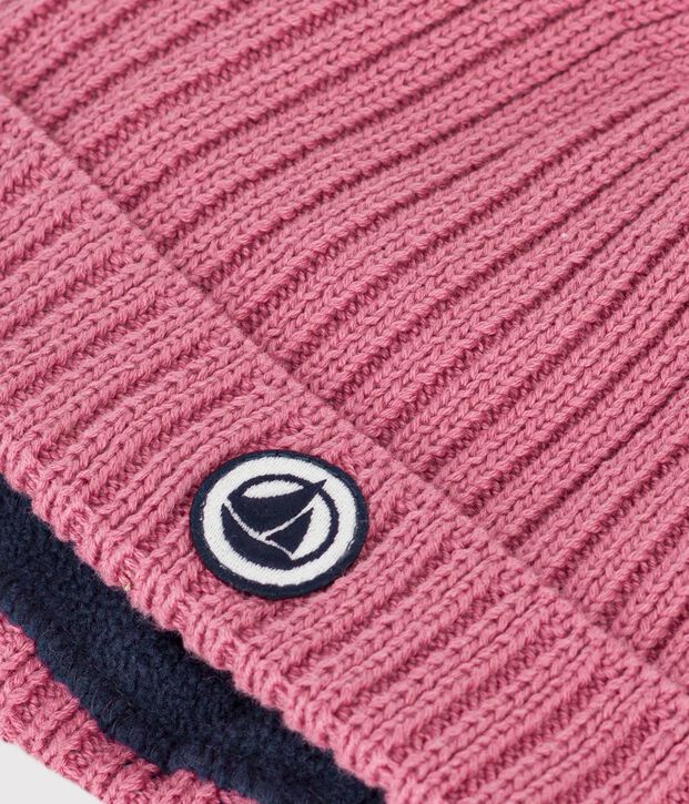 Babies' Knit Hat with Fleece Lining pink