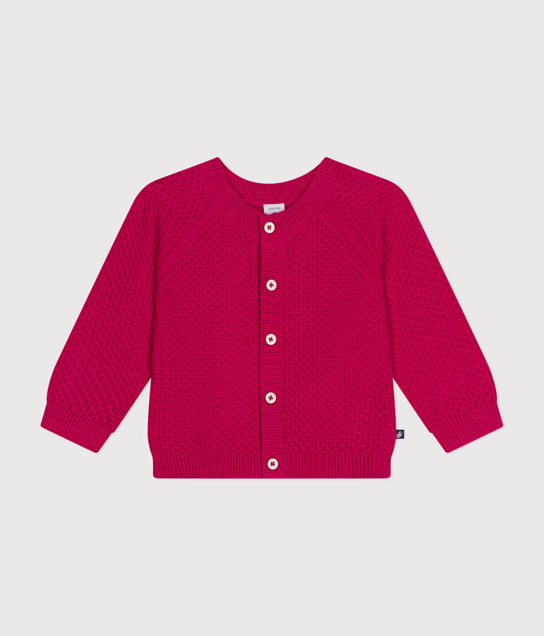 Babies' Knitted Cotton Cardigan pink