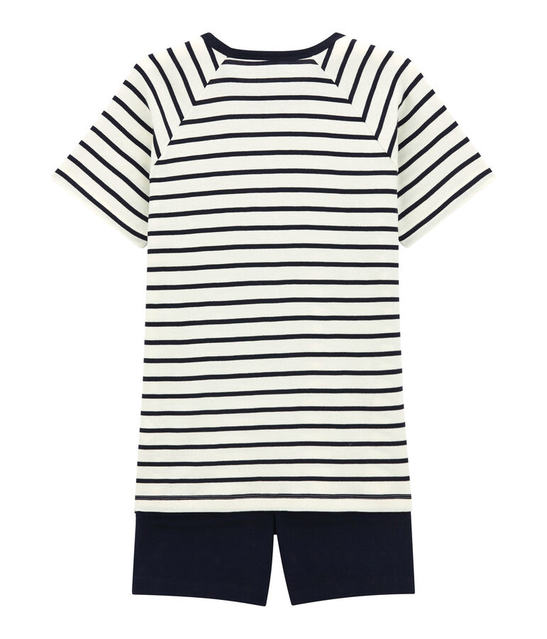 Boys' Ribbed Cropped Pyjamas white/blue
