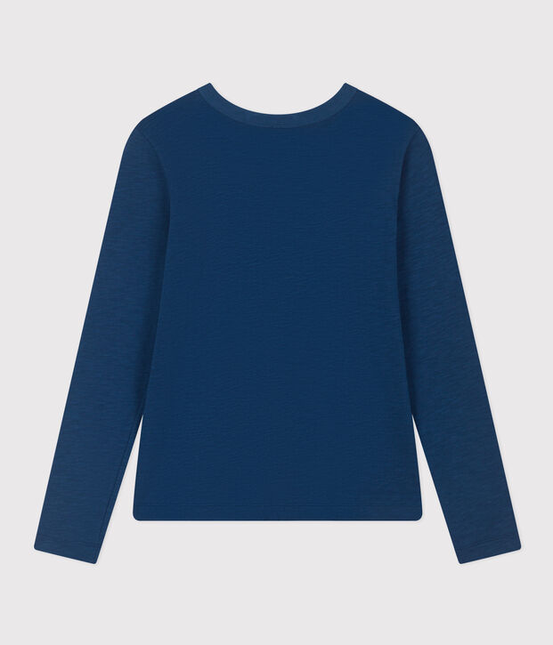 Women's Straight Round-Neck Cotton T-Shirt blue