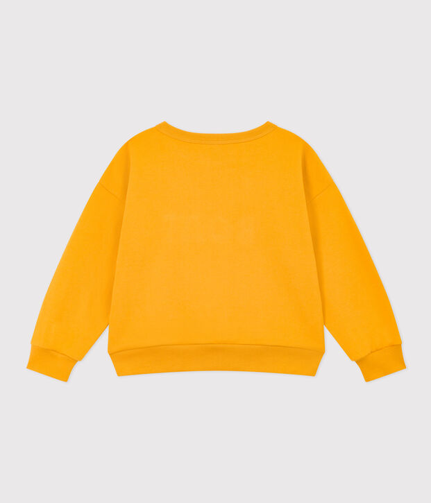 Printed fleece sweatshirt for girls/boys yellow