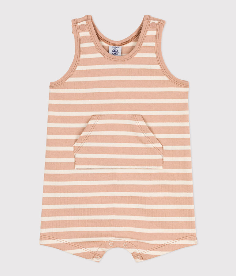 Babies' Sleeveless Thick Striped Jersey Playsuit VINTAGE /AVALANCHE