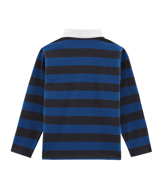 Boys' Striped Rugby Polo Shirt SMOKING blue/LIMOGES blue