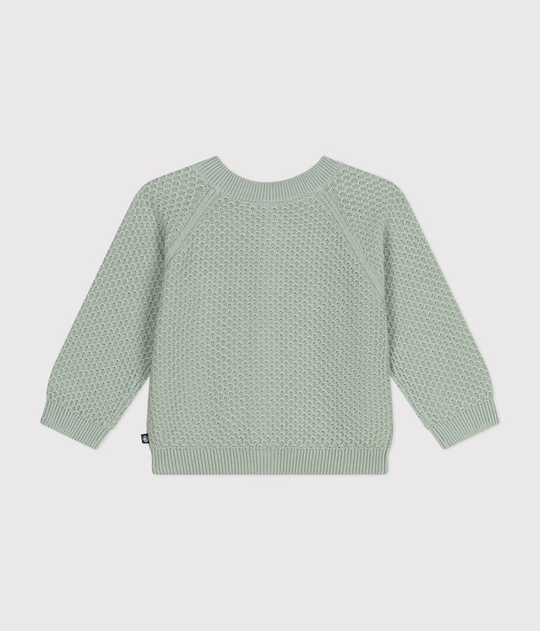 Babies' Knitted Cotton Cardigan green