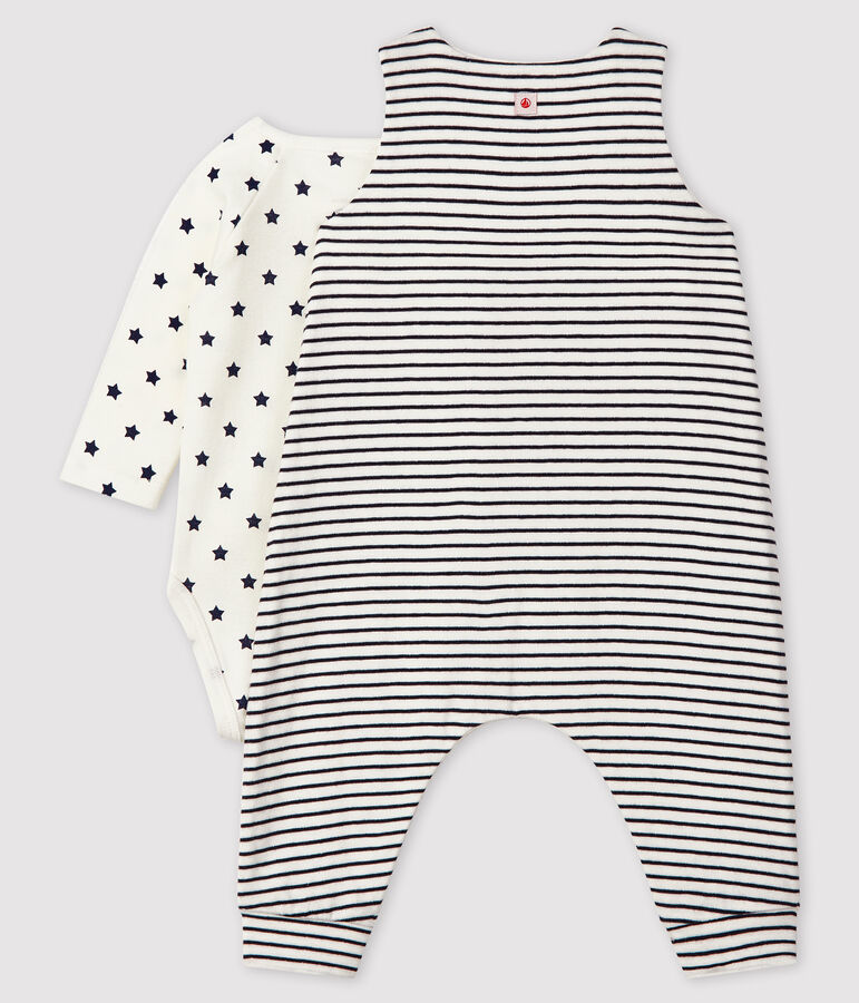 Baby's Tube Knit Clothing - 2-Piece Set white/blue