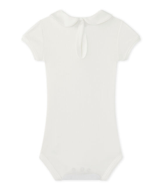 Baby girls' bodysuit with collar MARSHMALLOW white