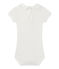 Baby girls' bodysuit with collar MARSHMALLOW white
