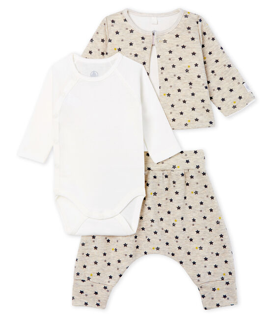 Baby Boys' Wool/Cotton Clothing - 3-piece set MONTELIMAR beige/MULTICO white
