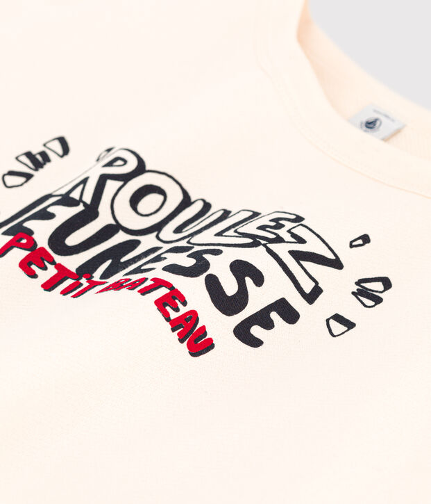 Unisex Patterned Fleece Sweatshirt Ecru