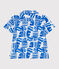 Children's short-sleeved printed cotton shirt MARSHMALLOW blue/PORCELANA