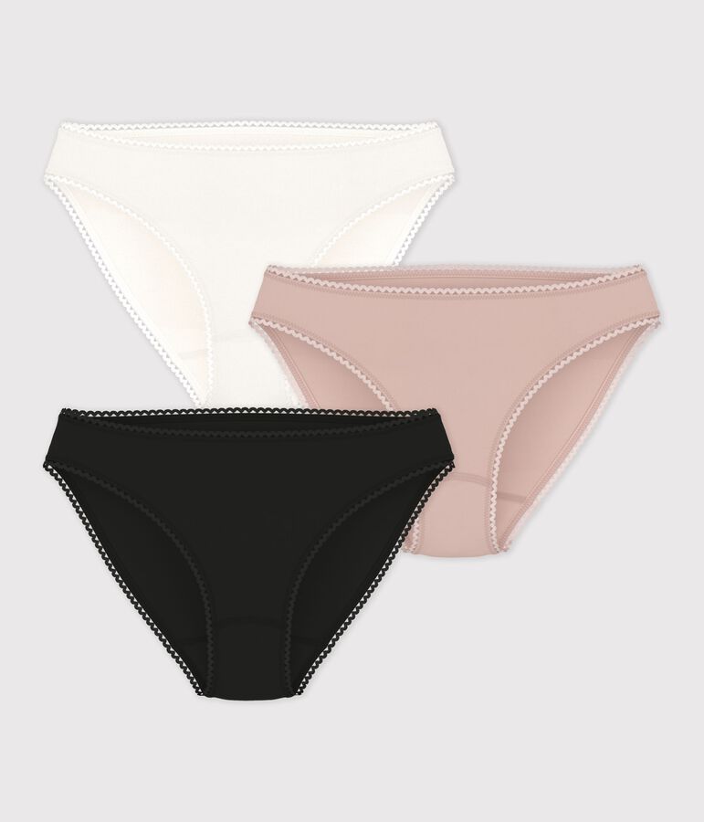 Women's plain cotton and elastane briefs - 3-Pack multicolor