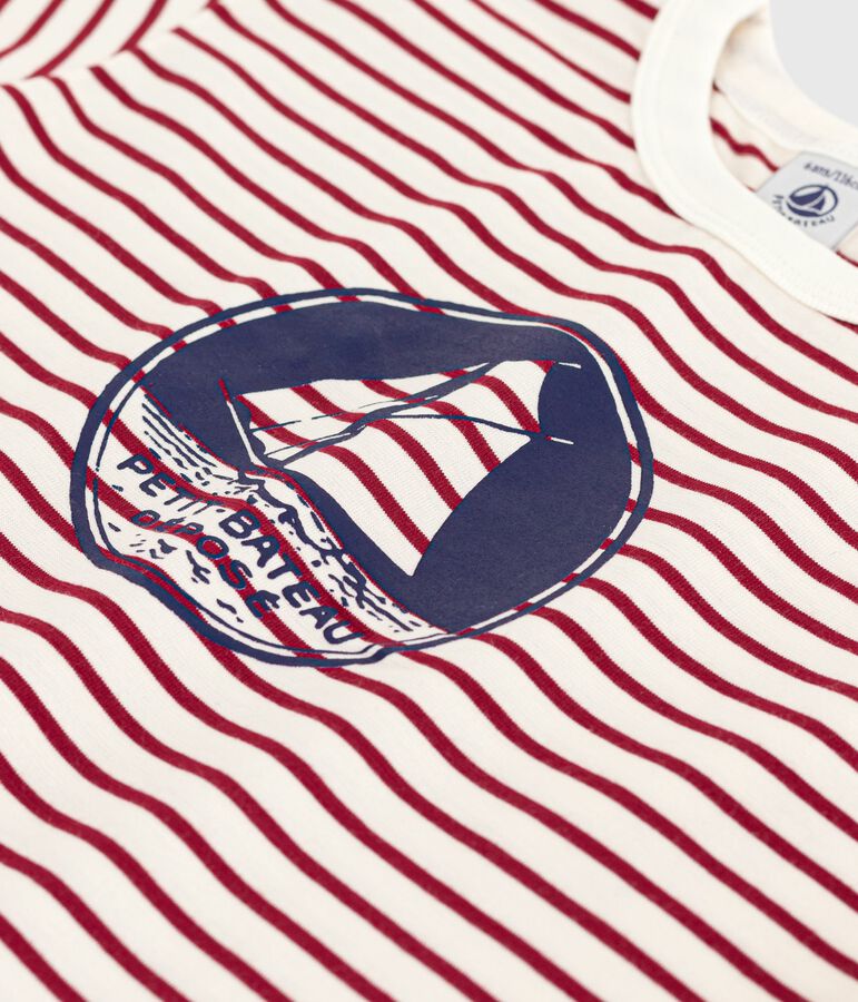 Children's short-sleeved printed T-shirt Ecru/red