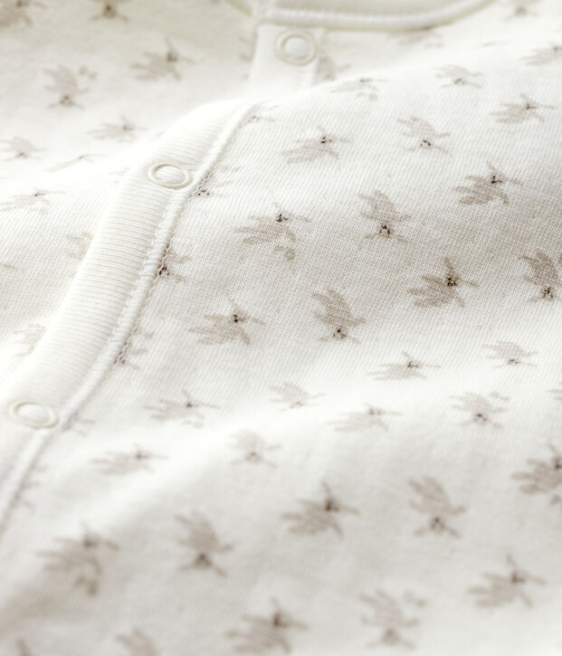 Babies' Rabbit Print Organic Cotton Jumpsuit/Sleeping Bag white/multicolor