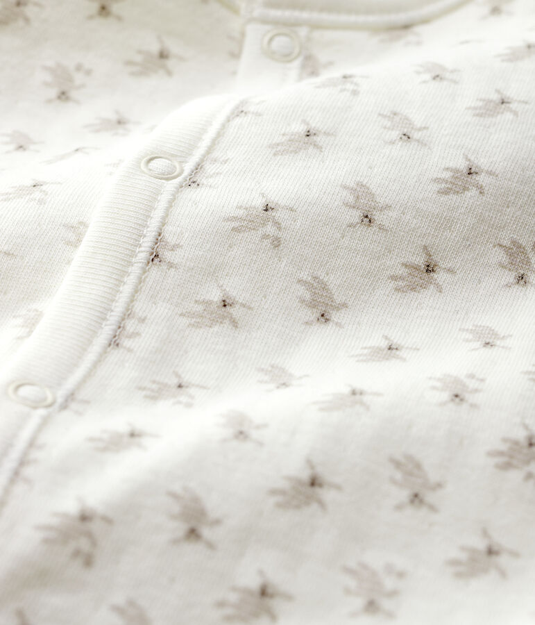 Babies' Rabbit Print Organic Cotton Jumpsuit/Sleeping Bag MARSHMALLOW white/MULTICO white
