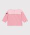 Babies' long-sleeved stripy cotton T-shirt. pink/pink
