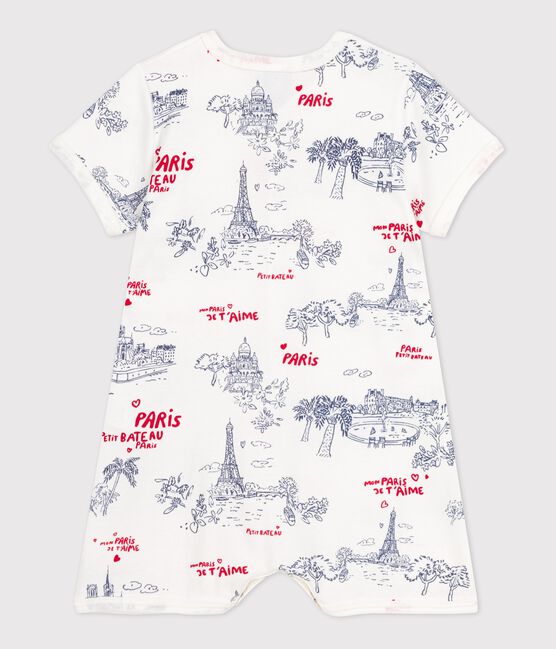Babies' Paris-Themed Cotton Playsuit MARSHMALLOW white/MULTICO white