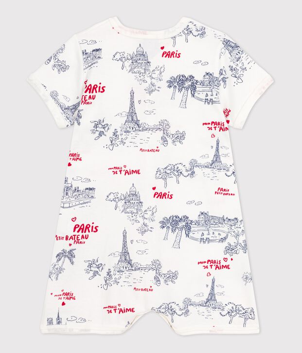 Babies' Paris-Themed Cotton Playsuit white/multicolor