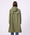 Women's long raincoat in two colours OLIVINE green