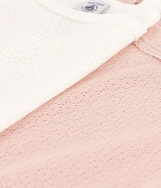 Girls' Plain Cotton Openwork Strappy Vest Tops - 2-Pack variante 1