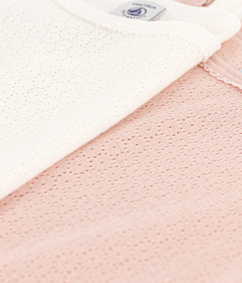 Girls' Plain Cotton Openwork Strappy Vest Tops - 2-Pack multicolor