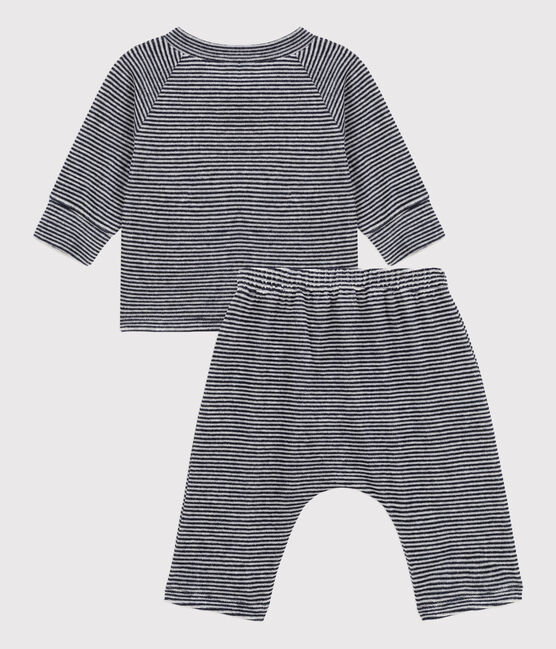 Babies' Cotton Velour Clothing - 2-Piece Set SMOKING blue/MARSHMALLOW white