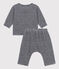 Babies' Cotton Velour Clothing - 2-Piece Set SMOKING blue/MARSHMALLOW white