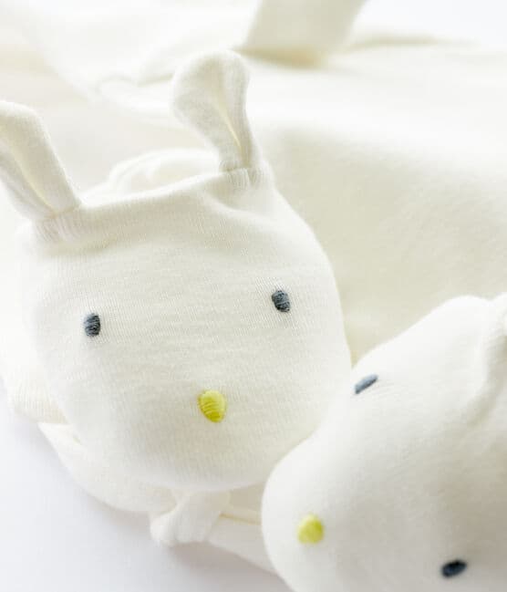 Babies' Organic Cotton Tube Knit Rabbit Bonnet and Bootees Set variante 1
