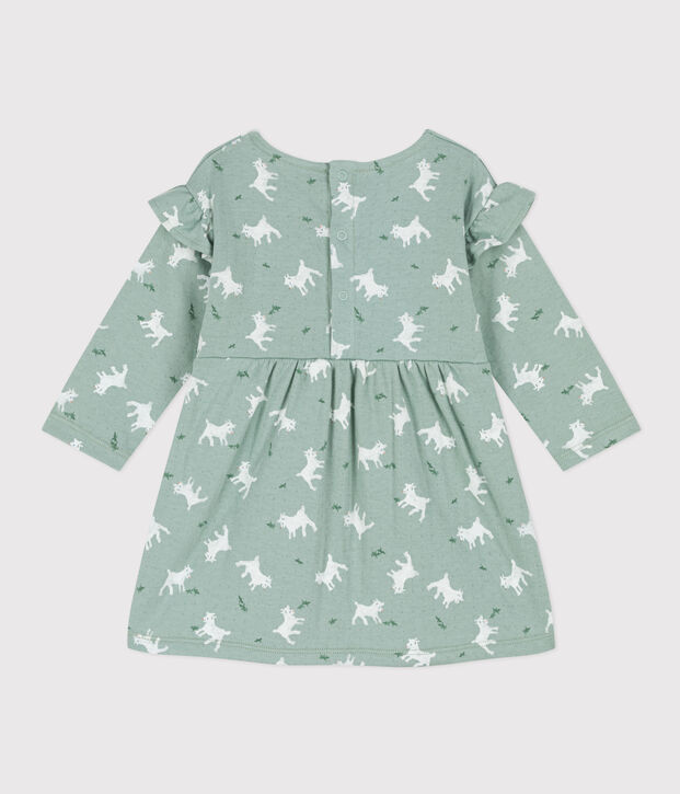 Babies' Long-Sleeved Patterned Tube Knit Dress green/multicolor