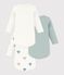 Pack of babies' long-sleeved bodies in cotton printed with flowers multicolor