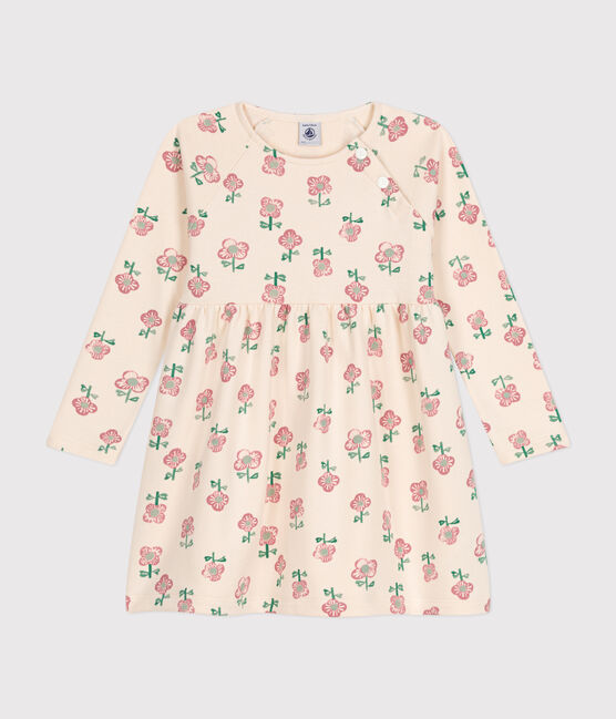 Girls' long-sleeved fleece dress AVALANCHE white/MULTICO