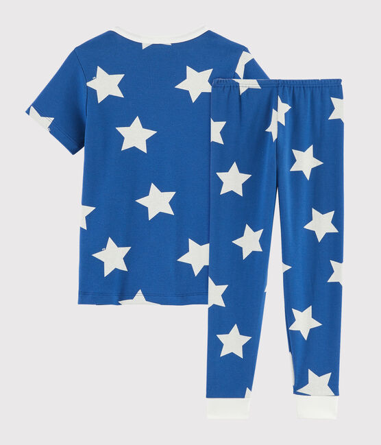 Children'Starry Print Ribbed Pyjamas MAJOR blue/ECUME white