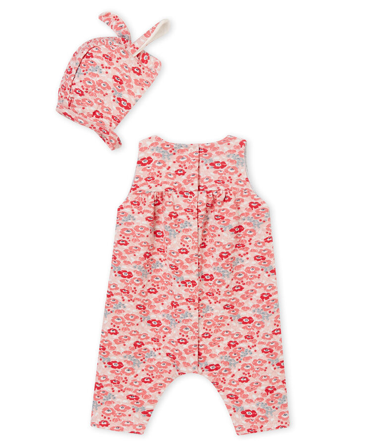 Baby girl's long dungarees and bonnet variante 1