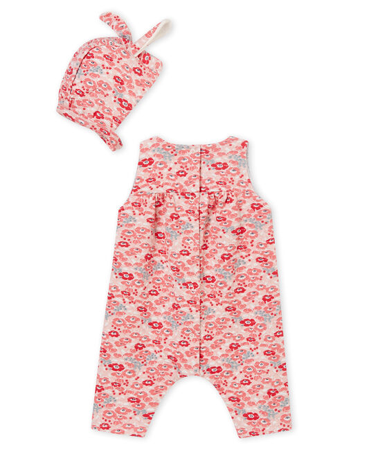 Baby girl's long dungarees and bonnet variante 1