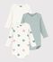 Pack of babies' long-sleeved bodies in cotton printed with flowers multicolor