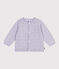 Babies' plain knitted cotton cardigan PARME purple