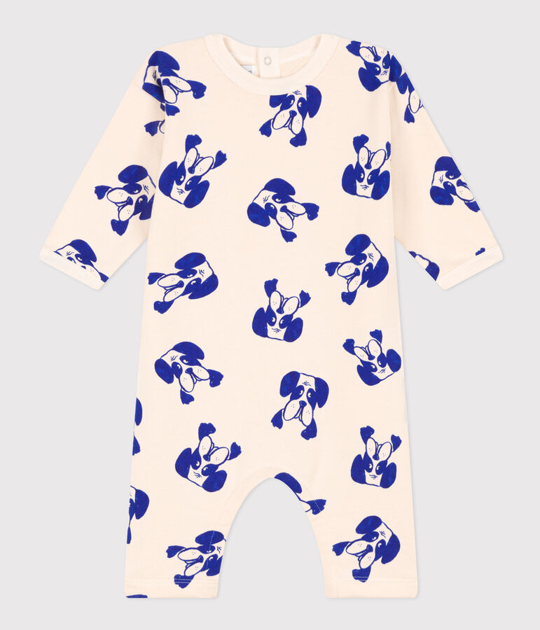 Babies' Patterned Fleece Jumpsuit Ecru/multicolor