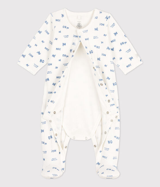Babies' Heho Tube Knit Bodyjama MARSHMALLOW white/CREPUSCULE