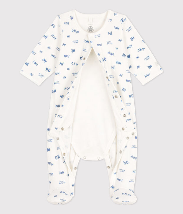 Babies' Heho Tube Knit Bodyjama white/blue