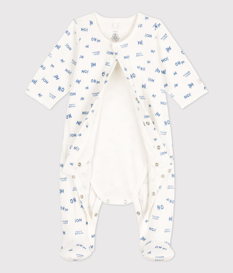 Babies' Heho Tube Knit Bodyjama white/blue