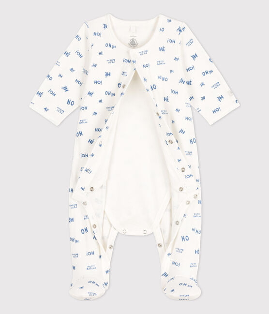 Babies' Heho Tube Knit Bodyjama MARSHMALLOW white/CREPUSCULE