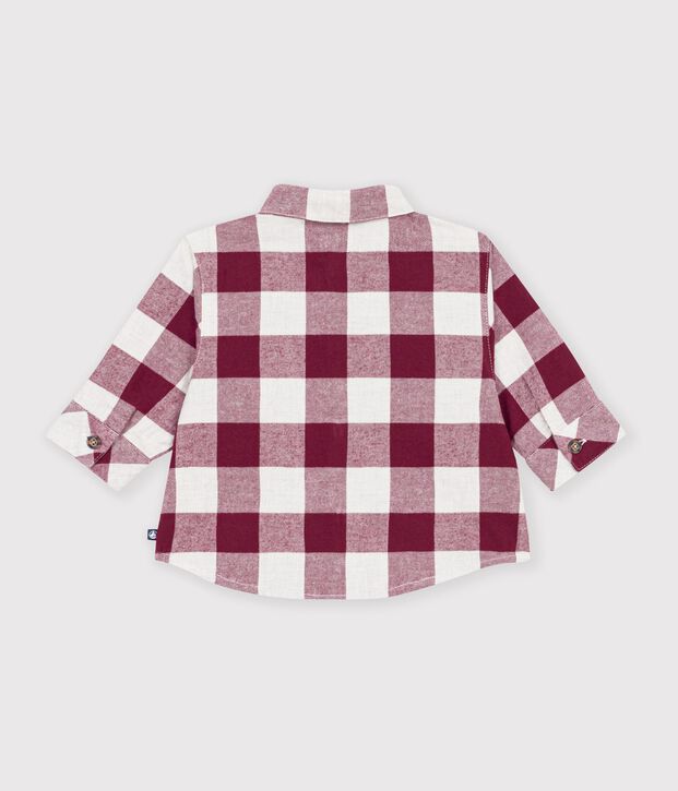 Babies' checked flannel shirt brown/beige