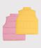 Children's plain, sleeveless puffer jacket pink/yellow