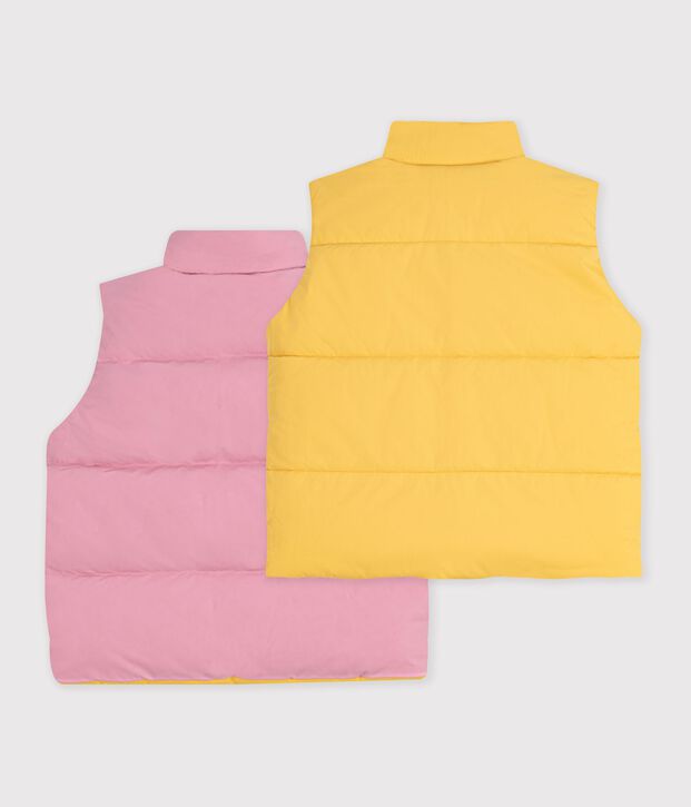 Children's plain, sleeveless puffer jacket pink/yellow