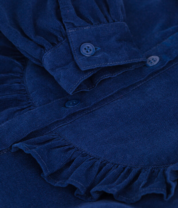 Girls' Long-Sleeved Velvet Dress blue