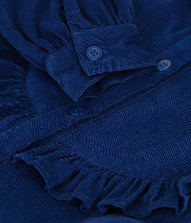 Girls' Long-Sleeved Velvet Dress blue