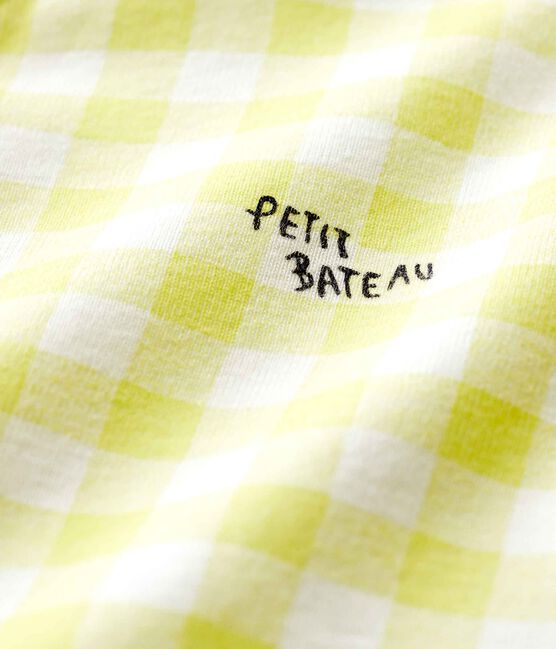 Baby Girls' Yellow Gingham Cotton Sleepsuit MARSHMALLOW white/SUNNY