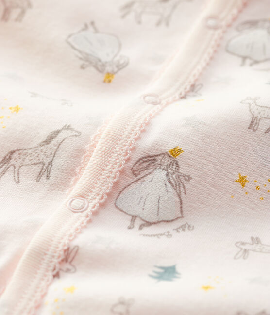 Babies' Princess Patterned Cotton Sleepsuit FLEUR pink/MULTICO white
